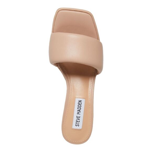 STEVE MADDEN Womens Beige Snazzy Toe Kitten Heel Slip On Heeled Sandal 10 M - Picture 3 of 4